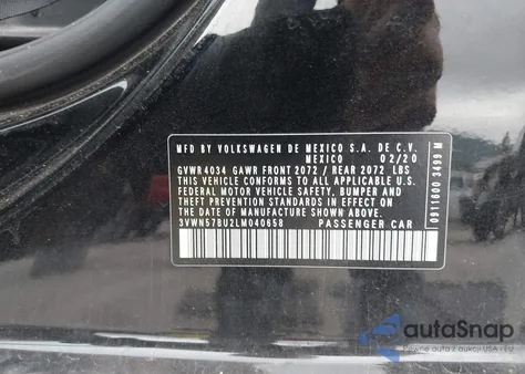 2020 Volkswagen Jetta 1.4T R-Line/1.4T S from USA, damaged, VIN 3VWN57BU2LM040658